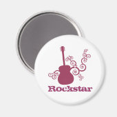 Rockstar Guitar Magnet, Fuchsia Magneet (Voorkant / Achterkant)