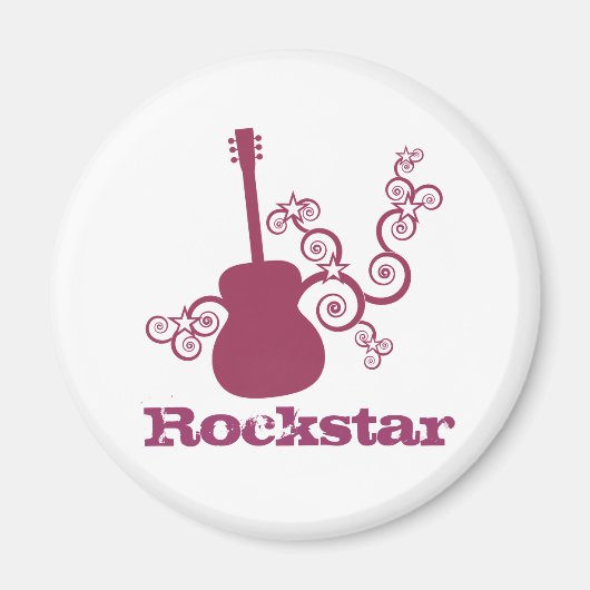 Rockstar Guitar Magnet, Fuchsia Magneet (Voorkant)