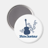 Rockstar Guitar Magnet, Royal Blue Magneet (Voorkant / Achterkant)