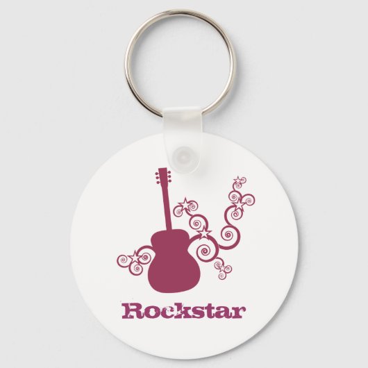 Rockstar Guitar Sleutelhanger, Fuchsia Sleutelhanger (Voorkant)