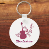 Rockstar Guitar Sleutelhanger, Fuchsia Sleutelhanger (Voorkant)