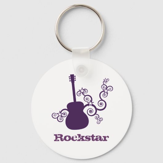 Rockstar Guitar Sleutelhanger, Paars Sleutelhanger (Voorkant)