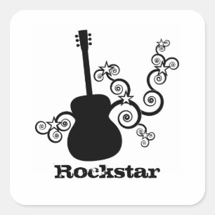 Rockstar Guitar Square Stickers