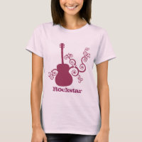 Rockstar Guitar Woman's Shirt in Fuchsia