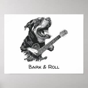 Rockstar Hond Gitaar – Antiek Muziekinstrument Die Poster