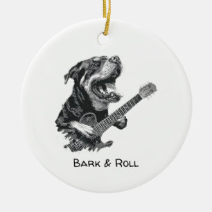 Rockstar Hond Gitaar – Vintage Muziek Dier Keramisch Ornament
