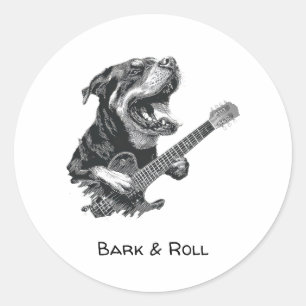Rockstar Hond Gitaar – Vintage Muziekgedeelte Dier Ronde Sticker