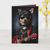 Rockstar hond verjaardag, grappige hond, muziek th kaart (Gele Bloem)