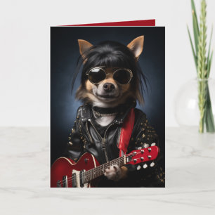 Rockstar hond verjaardag, grappige hond, muziek th kaart