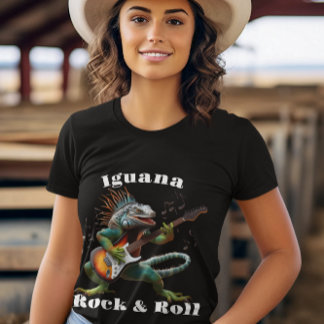 Rockstar Iguana in een kleurrijke muziekburst T-shirt