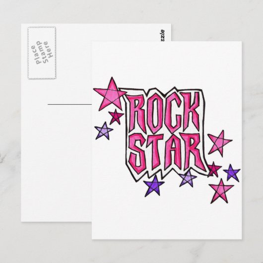 RockStar in PInk Briefkaart (Voorkant / Achterkant)