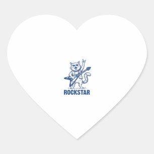 Rockstar Kat Gitaar Vintage Gravure Shirt Ontwerp Hart Sticker