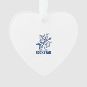 Rockstar Kat Gitaar Vintage Gravure Shirt Ontwerp Ornament