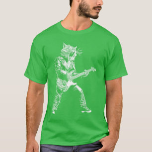 Rockstar Kat Speelt Gitaar Rock and Roll ROCK Muzi T-shirt