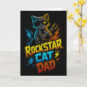 Rockstar Kat Vader Gitarist Liefhebber Kaart (Gele Bloem)
