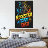 Rockstar Kattenvader Gitaar Liefhebber Canvas Afdruk (Insitu (Slaapkamer))