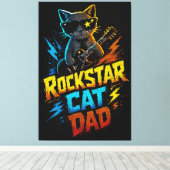 Rockstar Kattenvader Gitaar Liefhebber Canvas Afdruk (Insitu (Houten vloer))