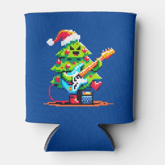 Rockstar kerstboom - Pixel Art basgitaar Blikjeskoeler (Voorkant)
