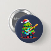 Rockstar kerstboom - Pixel Art basgitaar Ronde Button 5,7 Cm (Voorkant /achterkant)