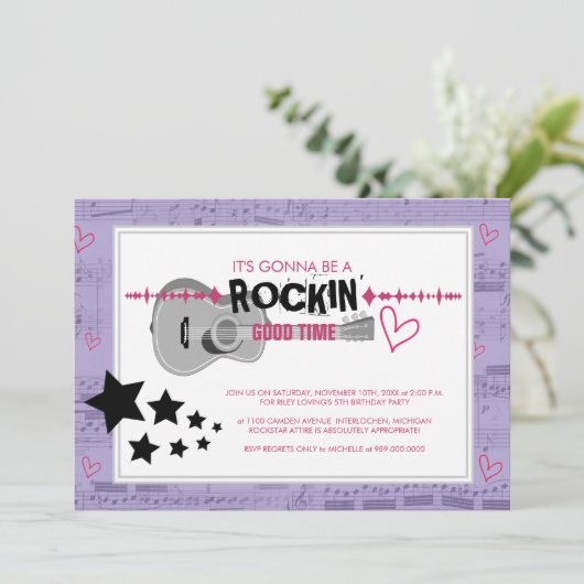 Rockstar Kids Birthday Party Kaart (Staand voorkant)