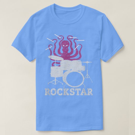 Rockstar Kinder  muziek Octopus Drummer T-shirt (Design voorkant)