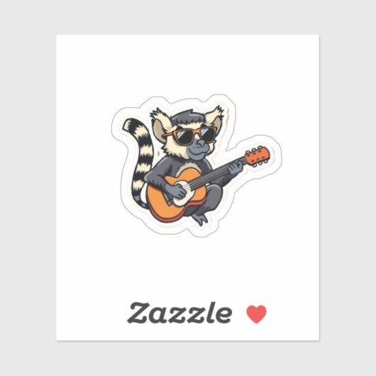 Rockstar Lemur met zonnebril uitgestanste sticker (Vel)
