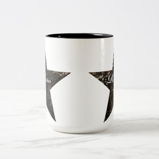 Rockstar-Mok (grijze texturen) Tweekleurige Koffiemok (Center)