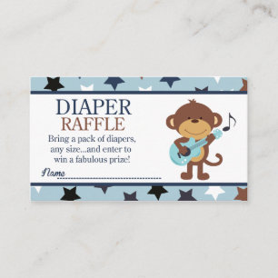 Rockstar Monkey Baby shower Luier Raffle Informatiekaartje