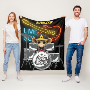 Rockstar Monkey Print Fleece Deken