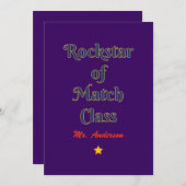Rockstar of match class bedankkaart (Voorkant / Achterkant)