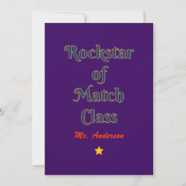 Rockstar of match class bedankkaart