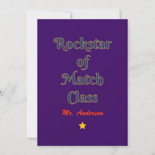 Rockstar of match class bedankkaart