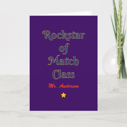 Rockstar of match class bedankkaart (Voorkant)