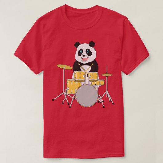 Rockstar Panda Safari Zoo Animal Drummer Drums Pla T-shirt (Design voorkant)
