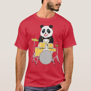 Rockstar Panda Safari Zoo Animal Drummer Drums Pla T-shirt