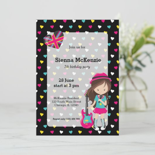 Rockstar party kaart (Staand voorkant)