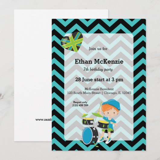 Rockstar party kaart (Voorkant / Achterkant)