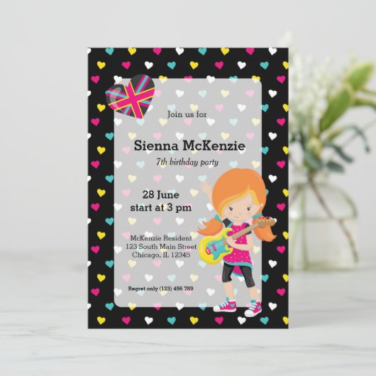 Rockstar party kaart (Staand voorkant)