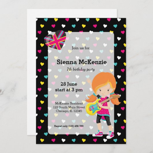 Rockstar party kaart (Voorkant / Achterkant)