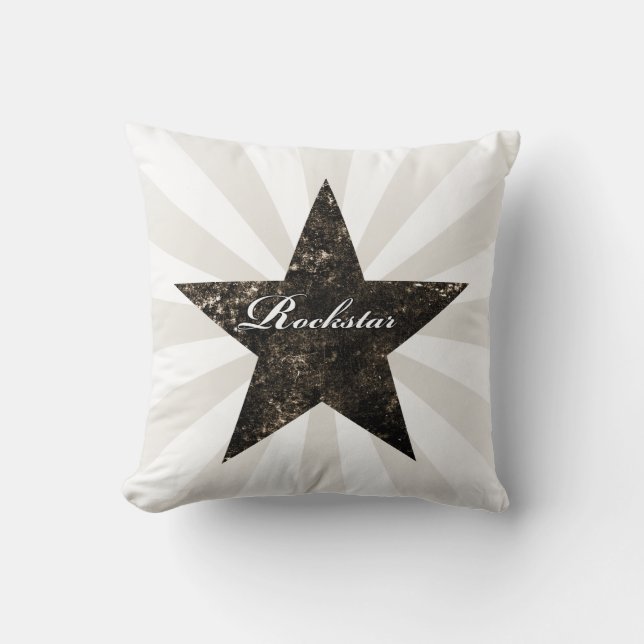 Rockstar Pillow (grijze texturen - donker) Kussen (Voorkant)