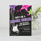 Rockstar Pink paarse gitaar Kaart (Staand voorkant)