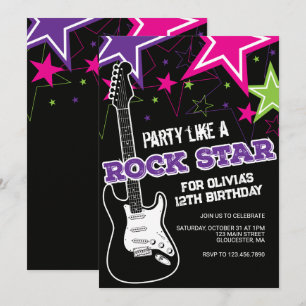 Rockstar Pink paarse gitaar Kaart