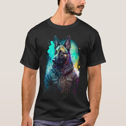 Rockstar portrait Belgian Malinois T-shirt (Voorkant)
