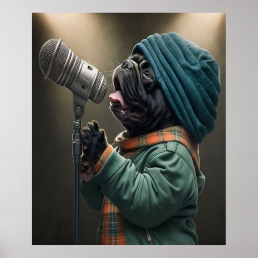 Rockstar Pug gereed om op te laden Poster (Voorkant)