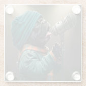 Rockstar Pug: Klaar om op te laden Glazen Onderzetter (Achterkant)