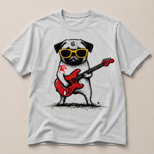 Rockstar Pugs hond speelt elektrische gitaar T-shirt