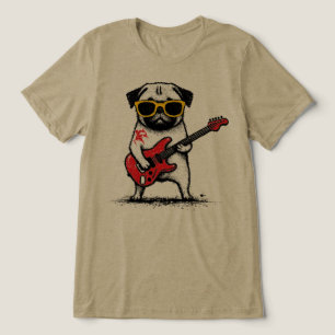 Rockstar Pugs hond speelt elektrische gitaar Tri-Blend Shirt