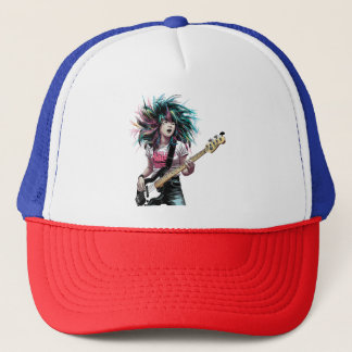 Rockstar Rhythm: Bass-Playing Aziatisch Meisje Trucker Pet