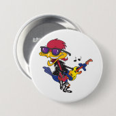 Rockstar Roadrunner Bird Playing Guitar Ronde Button 7,6 Cm (Voorkant /achterkant)