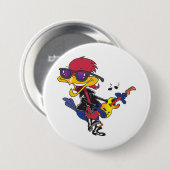 Rockstar Roadrunner Vogel Speelt Gitaar Ronde Button 7,6 Cm (Voorkant /achterkant)